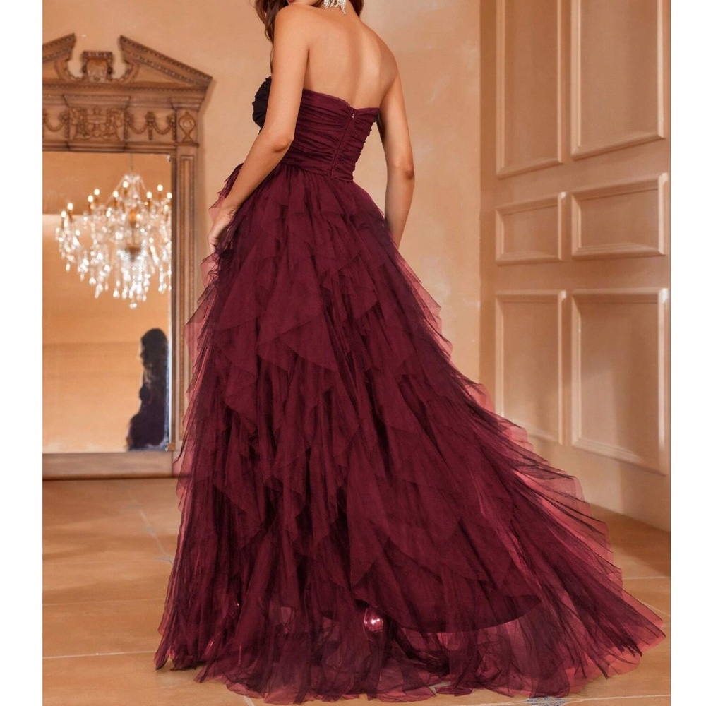 Luxe Tube Mesh Layered Flowy Party Formal Wedding Dress - Picture 5 of 14